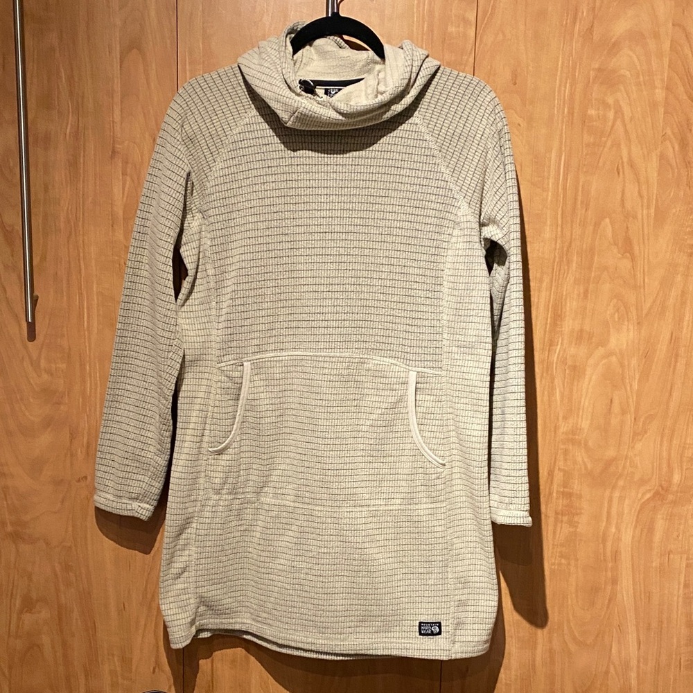 Mountain Hardwear Cream Waffle-Knit Tunic Hoodie